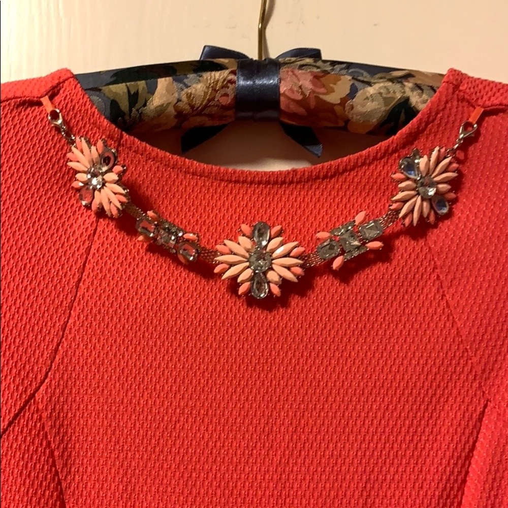 Jewel neck coral skater dress, Sz M